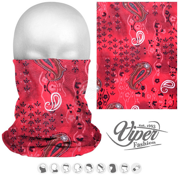 Viper Fashion 9in1 Multipurpose Microfiber Tube Scarf, R.Paisley